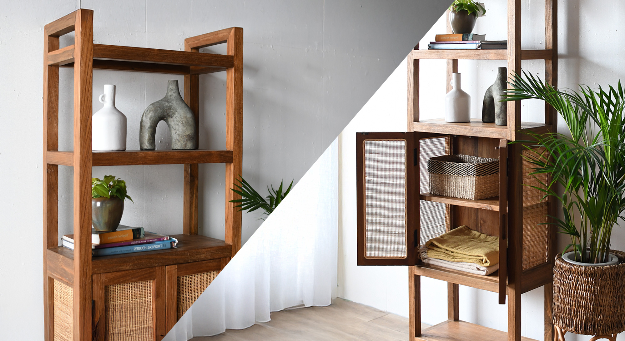 リゾート感と上質さを兼ね備えた収納家具シリーズ“チーク＆ラタン” | KAJA